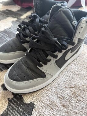 Jordan Kids Black and Gray High-Top Sneakers with Silver Swoosh